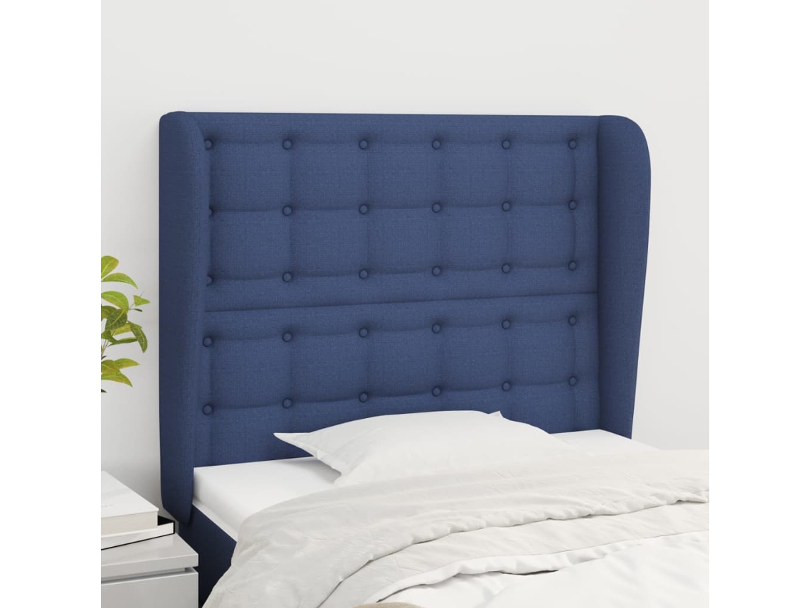 Cabecero con Alas de Tela 103x23x118/128 Cm Azul