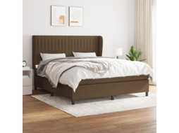 Vidaxl Cama Com Molas/colchão 160x200 Cm Tecido Castanho-escuro