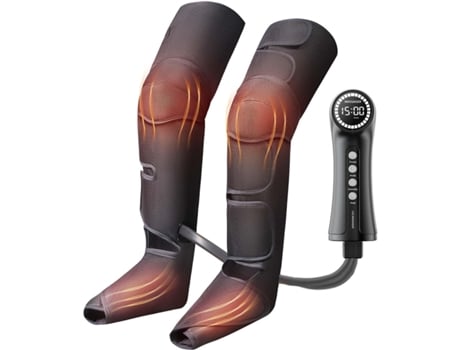 Massageador de pés com pressão de ar promove a circulação sanguínea e o relaxamento muscular.