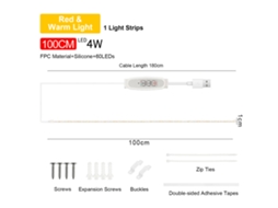 Fita de Luz Led para Crescimento Vegetal Indoor, 4 Níveis de Brilho, Temporizador Inteligente 24h, Usb Plug And Play | S/MARCA