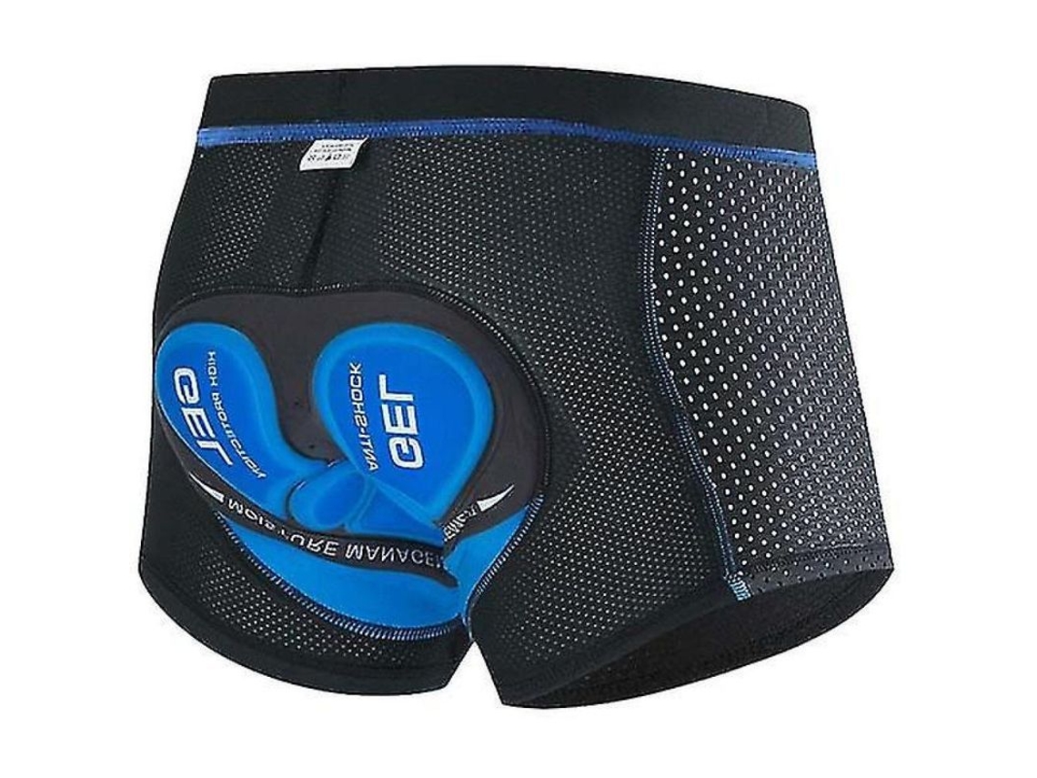Calções de ciclismo masculinos com acolchoamento em gel 3D respirável, tamanho XY L, azul.