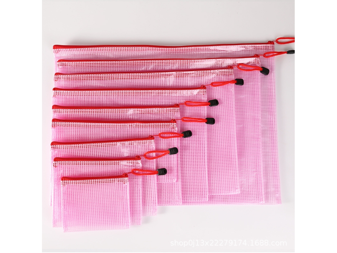 Conjunto de 21 Sacos Zip para Organizar Material Escolar e de Escritório Rosa Pink Rosa Pink A6 BRILVIBERA (4 Tamanhos)