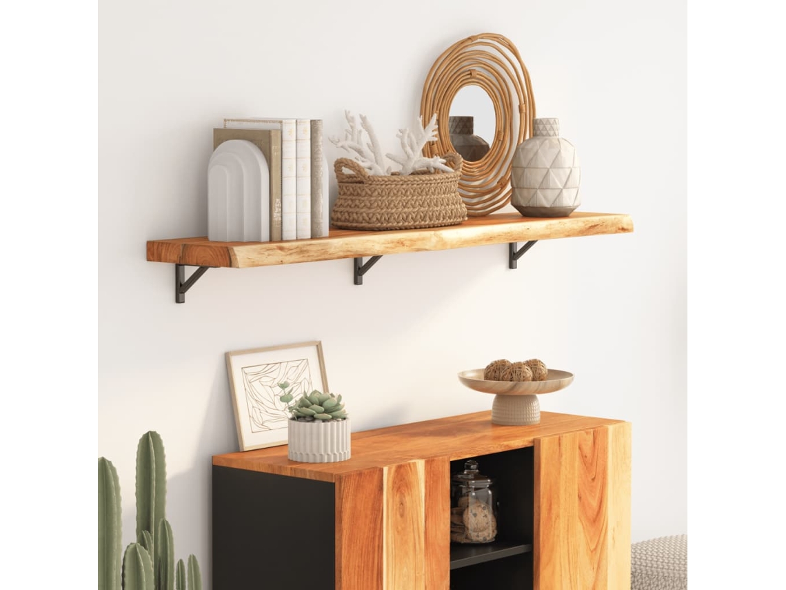 Vidaxl Prateleira De Parede Retangular 120x20x3,8 Cm Acácia Maciça