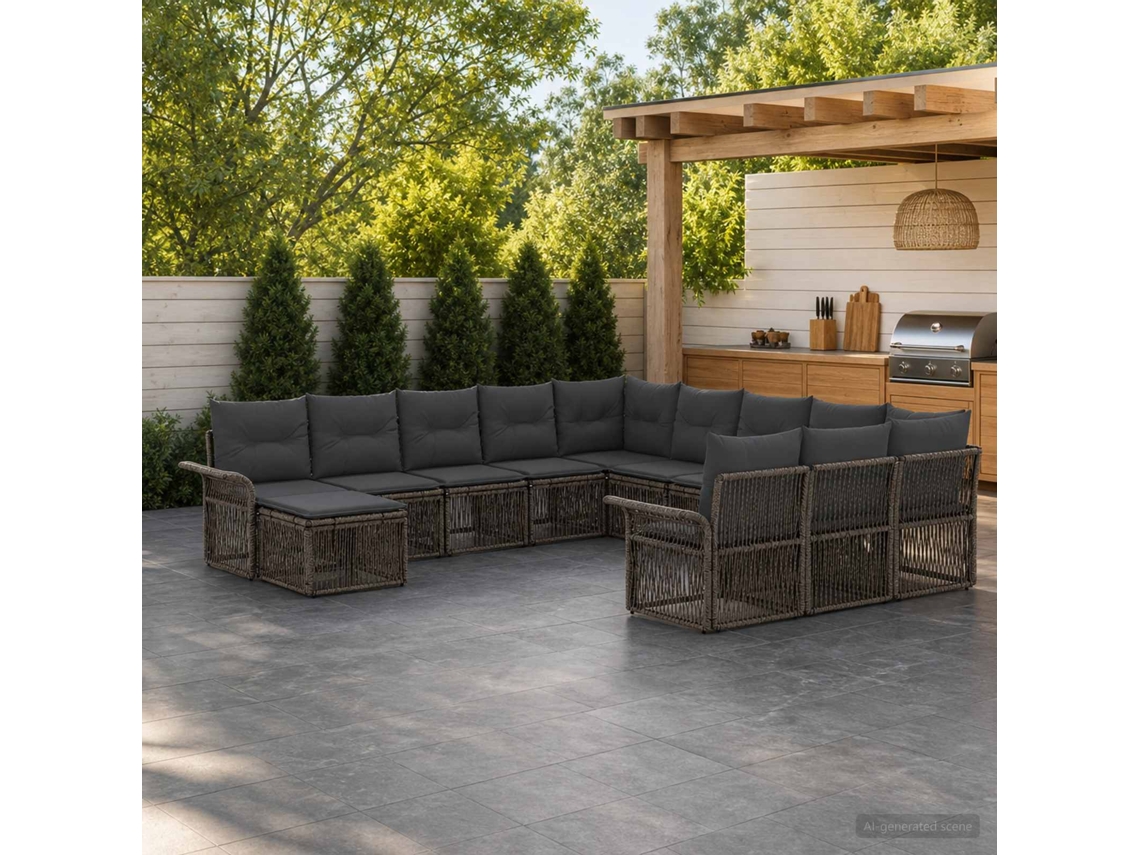 Vidaxl Conjunto De Sofá De Jardim 12 Unid. Cinza E Cinza Escuro