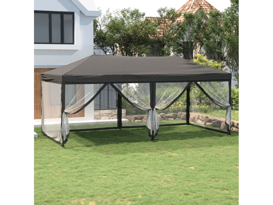 Vidaxl Tenda Para Festas Dobrável Com Paredes Laterais 3x6 M Antracite