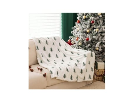 Manta De Natal De Peluche Para Sofá, Com Bordado De Árvore De Natal, Para Decoração De Sala De Estar, Feita De Imitação De Pele De Coelho.