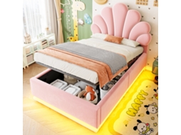 Cama Estofada Veludo Rosa 90x200 Cm
