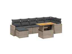 Conjunto de 8 Sofás de Jardim com Almofadões Vime Pe Cinzento MAISON EXCLUSIVE (8 pcs)