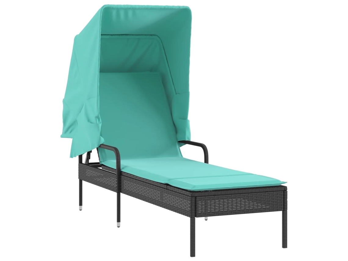 Espreguiçadeira com Cobertura em Rattan Sintético Preto MAISON EXCLUSIVE