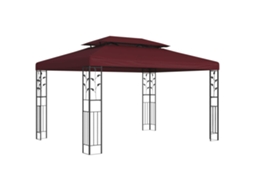 Vidaxl Gazebo 3,97 X 2,96 X 2,68 M Vinho Vermelho Poliéster E Aço