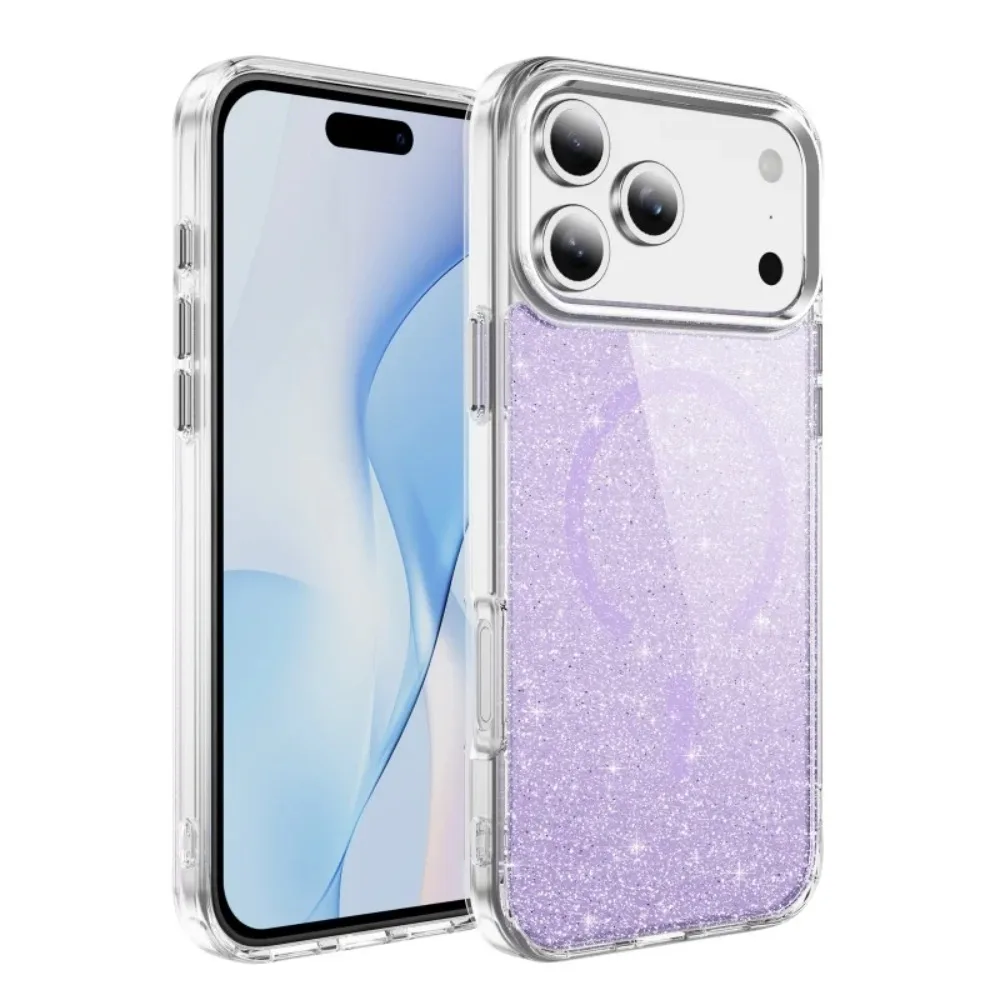 (roxo, Iphone 12) Capa Protetora Magsafe Transparente E Brilhante, Resistente Ao Amarelamento, Com Carregamento Magnético.