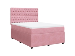 Cama com Molas/colchão 160x200 Cm Veludo Rosa MAISON EXCLUSIVE