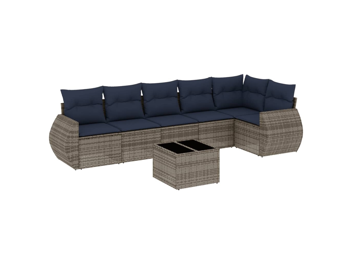 Conjunto de Sofá de Jardim, 7 Peças, Almofadas, Rattan Cinza MAISON EXCLUSIVE