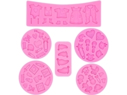 Nova Line moldes de Silicone para Bolo 6 Peças Cute Baby para Decoração de Festas Aniversário Bebê