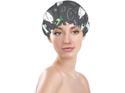 Touca De Banho Feminina, Reutilizável, Impermeável, Dupla Camada, Com Elástico, Ideal Para Cabelos Longos, Com Estampa