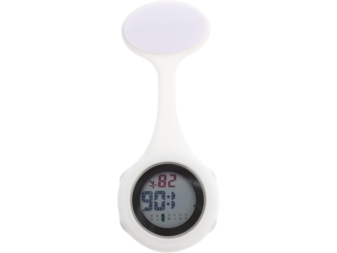 Relógio Bolso Multifuncional Silicone Branco Design Inspirado Alfinetes Enfermagem Visualização Horas Estilo GOKOCO