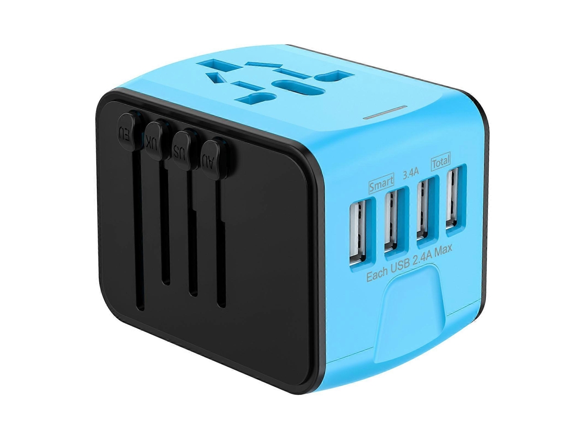 Adaptador De Viagem De 2000 W, Carregamento Rápido, Internacional, Usb, Compatível Com Eua, Reino Unido, Ue E Austrália, Para Laptops, Azul