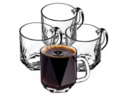Copos de 300ml para café, chá, bebidas, copo com alça, conjunto de 4 Kadax