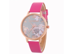 Conjunto de Relógio Feminino Elite de Lazer e Negócio para Presentes (vermelho Rosa)
