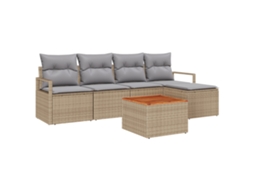 Conjunto 6 Conjunto De Sofá De Jardim Vidaxl Bege Vime Pe (55 X 55 X 37 Cm)
