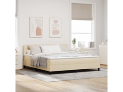 Vidaxl Cama Box Com Almofada Com Cabeceira Creme 180 X 200 Cm Tecido