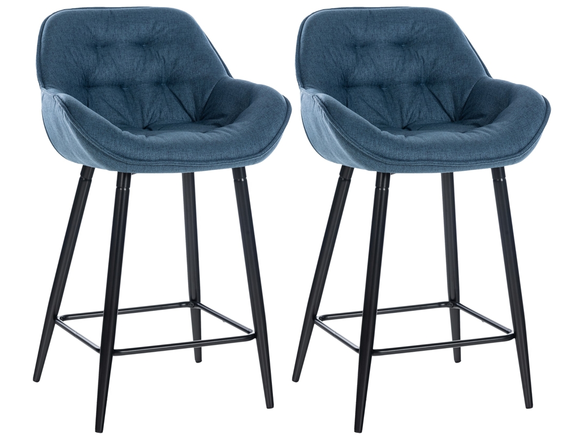 Conjunto de 2 bancos de bar Gibson azul/tecido CLP