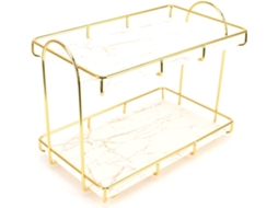 Kuidamos Prateleira De Bancada Para Banheiro Com Grande Capacidade, Dois Níveis, Em Metal Dourado, Para Uso Doméstico E