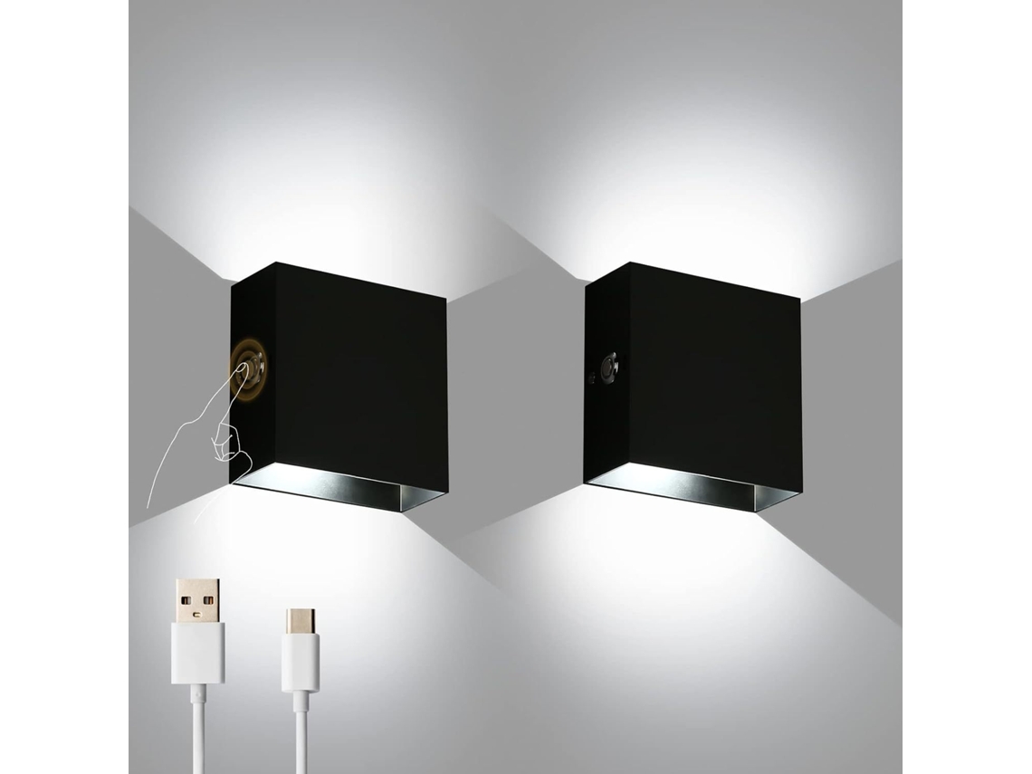 Luminária De Parede Led, Em Alumínio, Recarregável, Usb, Para Quarto, Corredor, Escadas, Sala Ou Casa De Banho