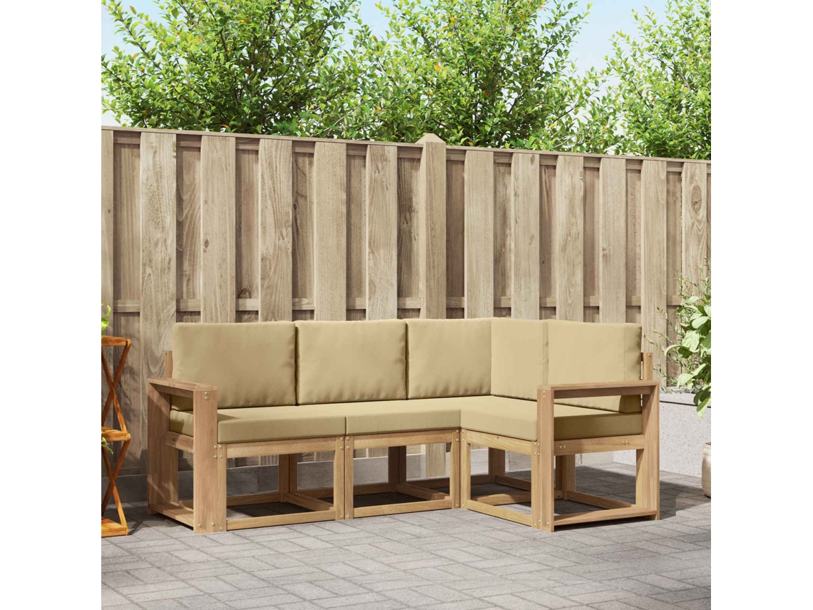Vidaxl Conjunto De Sofás Para Exterior 4 Unid. Branco E Bege