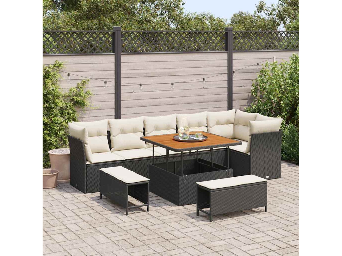 Vidaxl Conjunto De Sofá De Jardim 9 Unid. 6-número De Lugares