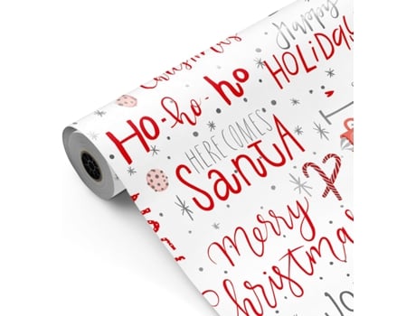 Rolo De Embrulho Para Presente, Rolo Grande 62cm X 100m Natal Texto De Feliz Natal • Ideal Para Lojas, Empresas, Lojas Fiesta Paper