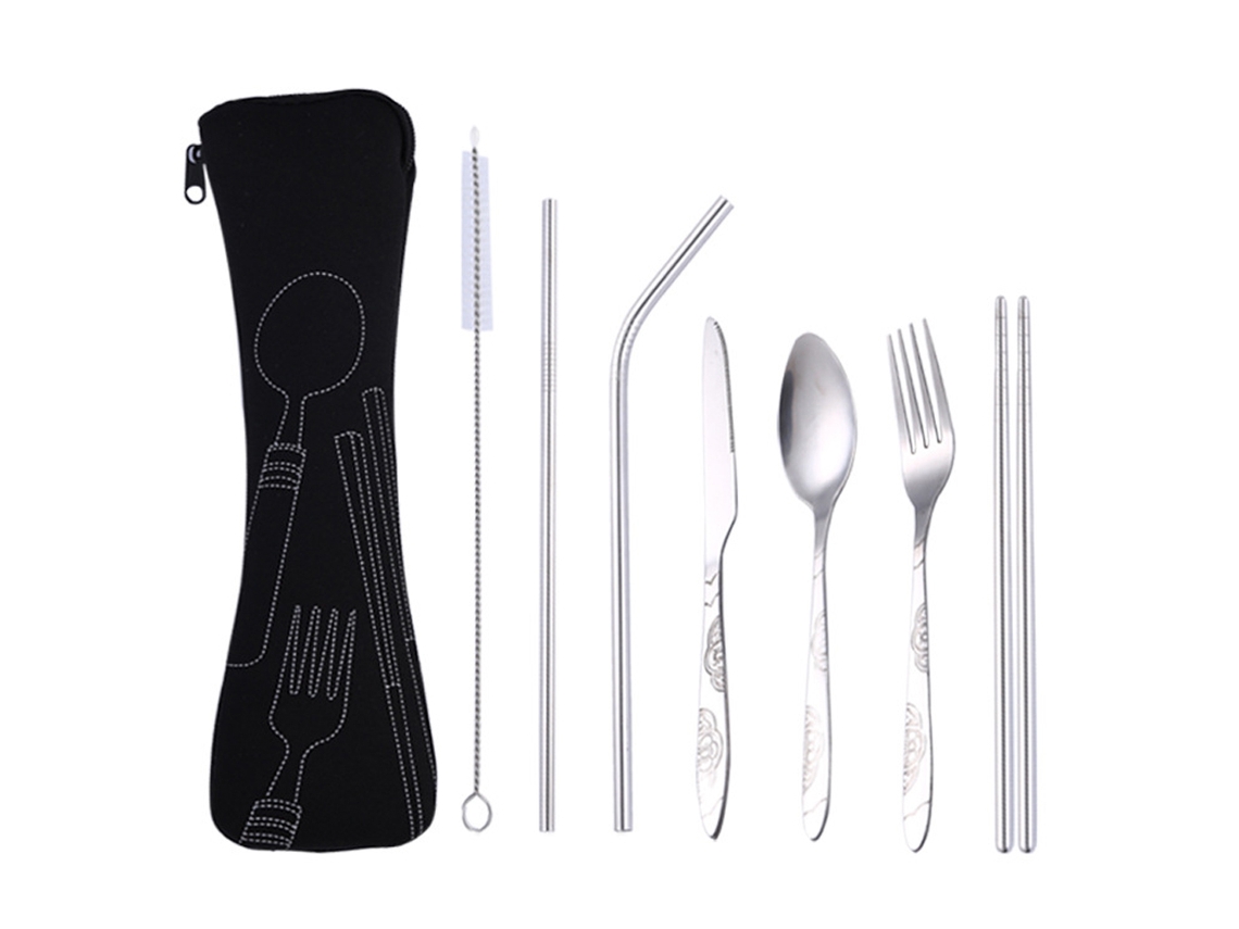 Conjunto de Talheres Portátil em Aço Inoxidável para Exteriores Conjunto de Sete Peças NEVEANCE