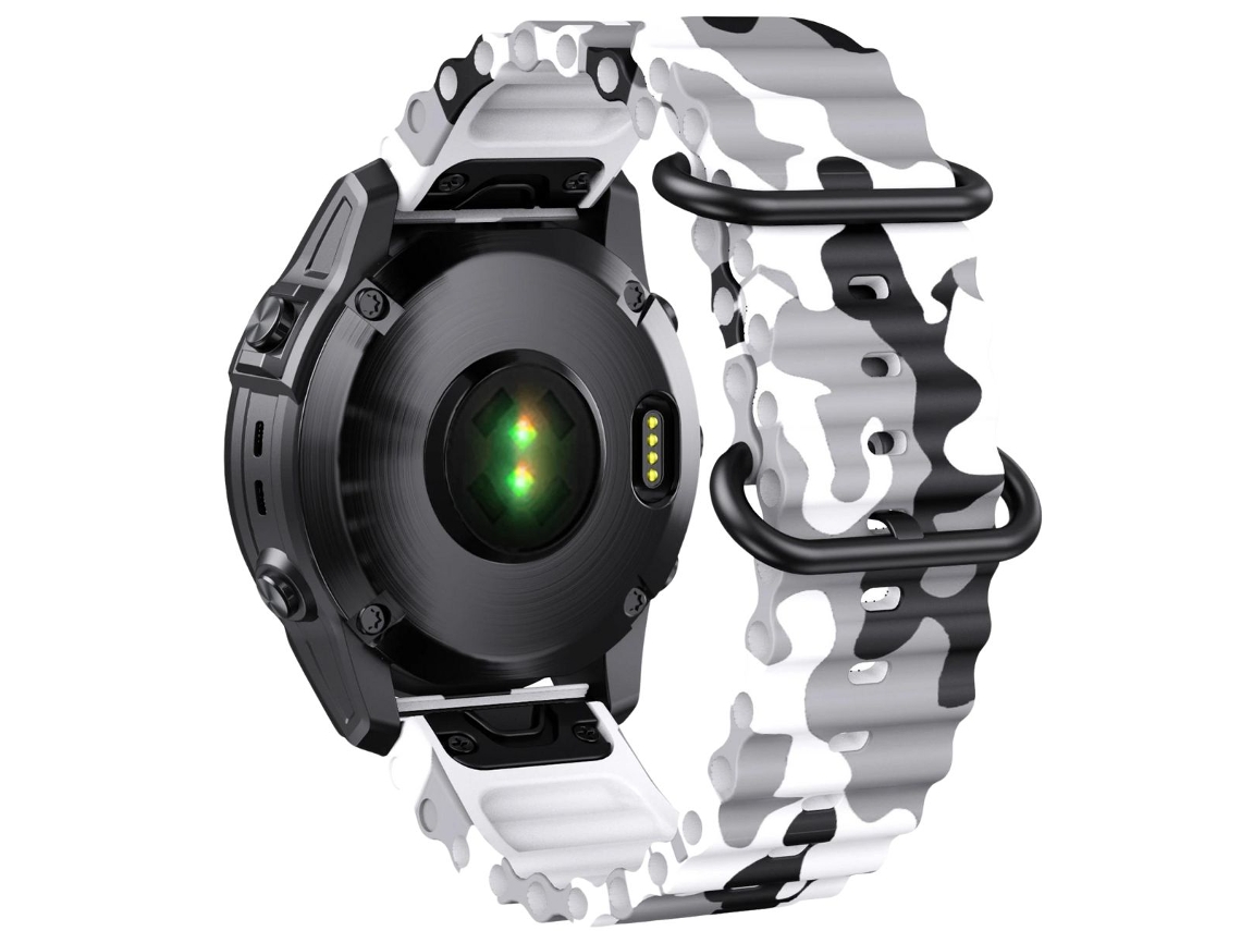 Pack 2X Bracelete Ocean Waves para Garmin Fenix 7 Branco Militar e Verde Militar ANTIIMPACTO!