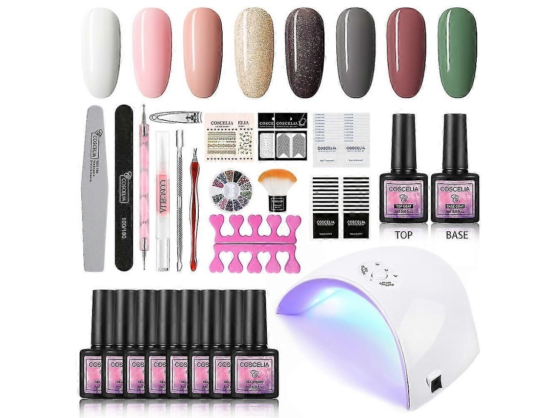 Uv Gel Nail Polish Set, 36 W, Led Lamp, Starter For Design, 8 piece Set GOKOCO