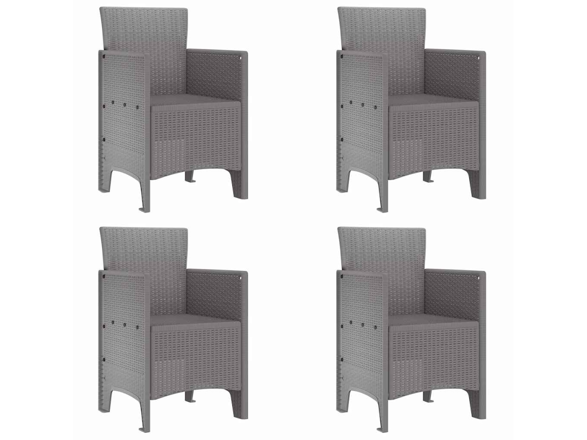 Conjunto 4 Cadeira Moderna Vidaxl Cinzento-claro Polipropileno (53 X 49 X 85 Cm)
