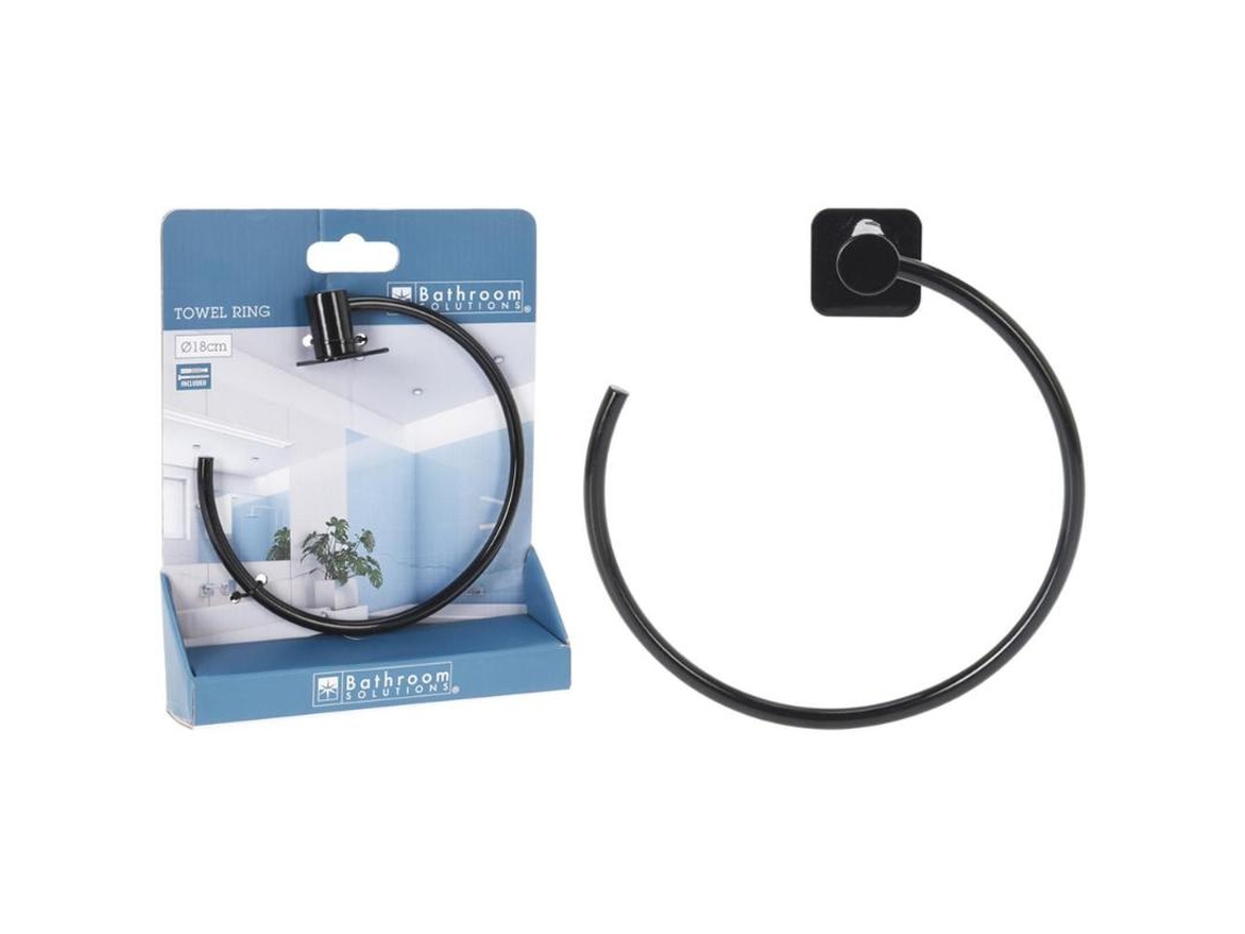 Toallero Anilla Metal Negro 18 Cm Blister Bathroom