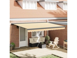 Vidaxl Toldo Retrátil 4,5x3 M Tecido E Alumínio Amarelo E Branco