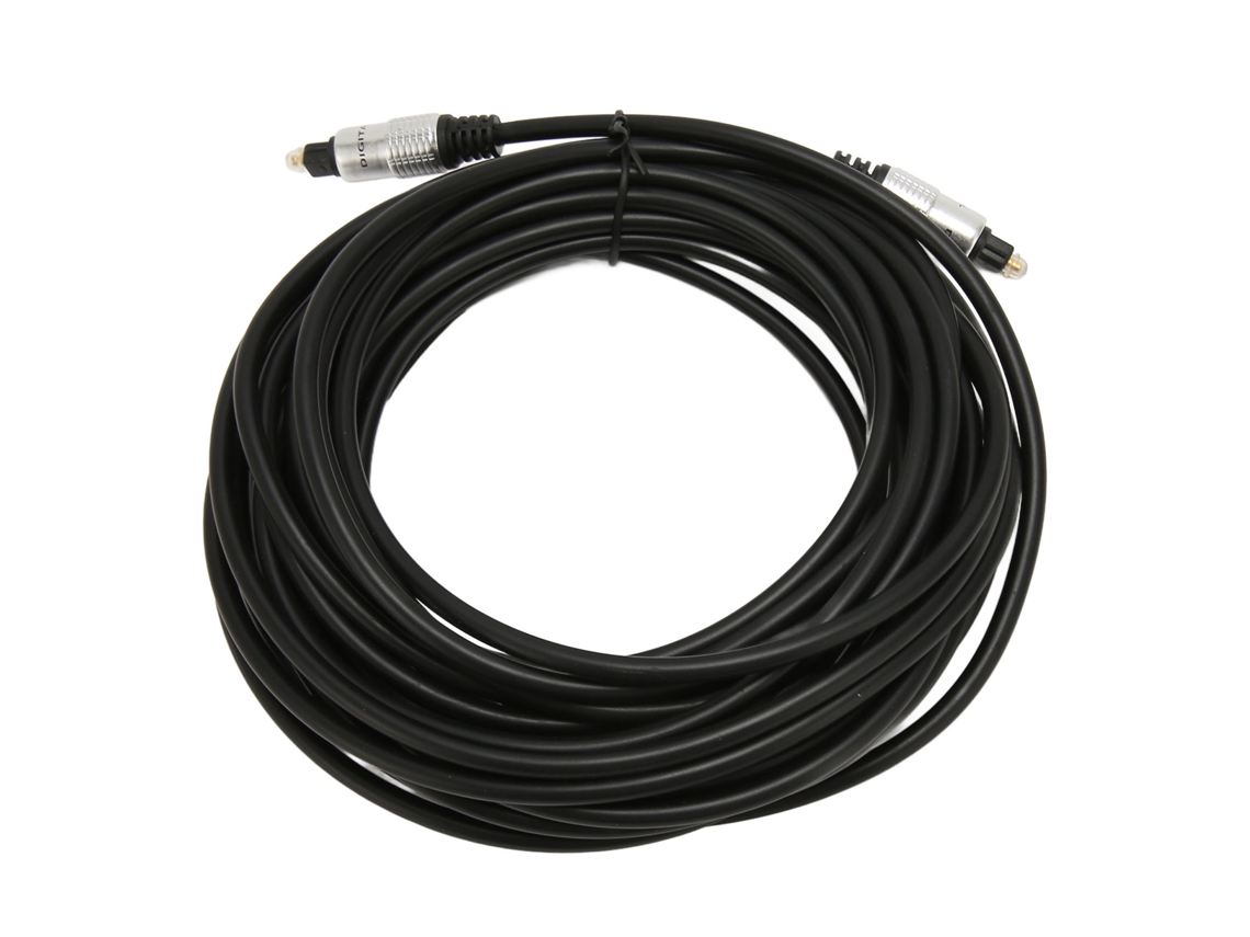 Cabo Óptico De Som Com Conector Dourado E Cabeça De Alumínio 10m Para Sinal Digital Claro