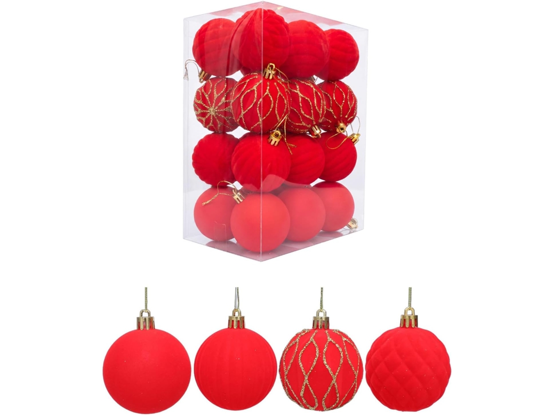 Conjunto De 24 Enfeites De Natal Inquebráveis, Brilhantes E Aveludados Para Árvores De Natal