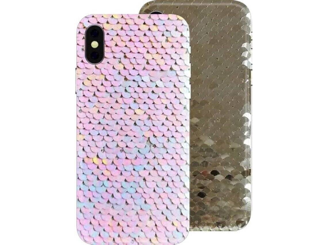 Capa iPhone X, XS BENJAMINS Pailettes Branco