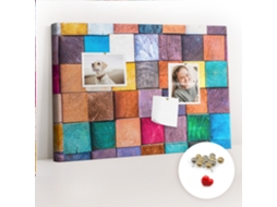 Quadro De Cortiça Com Impressão Cubos De Madeira Para A Sala De Estar Espelharte (60x40 Cm)