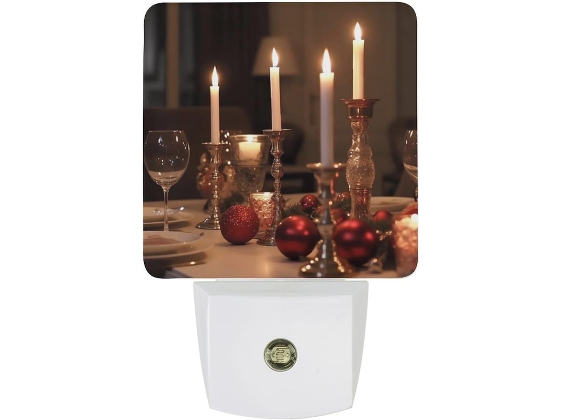 Castiçal De Parede Mesa Jantar, Com Sensor De Luz Noturna Que Liga Ao Anoitecer E Desliga Amanhecer, Luz Led Branca