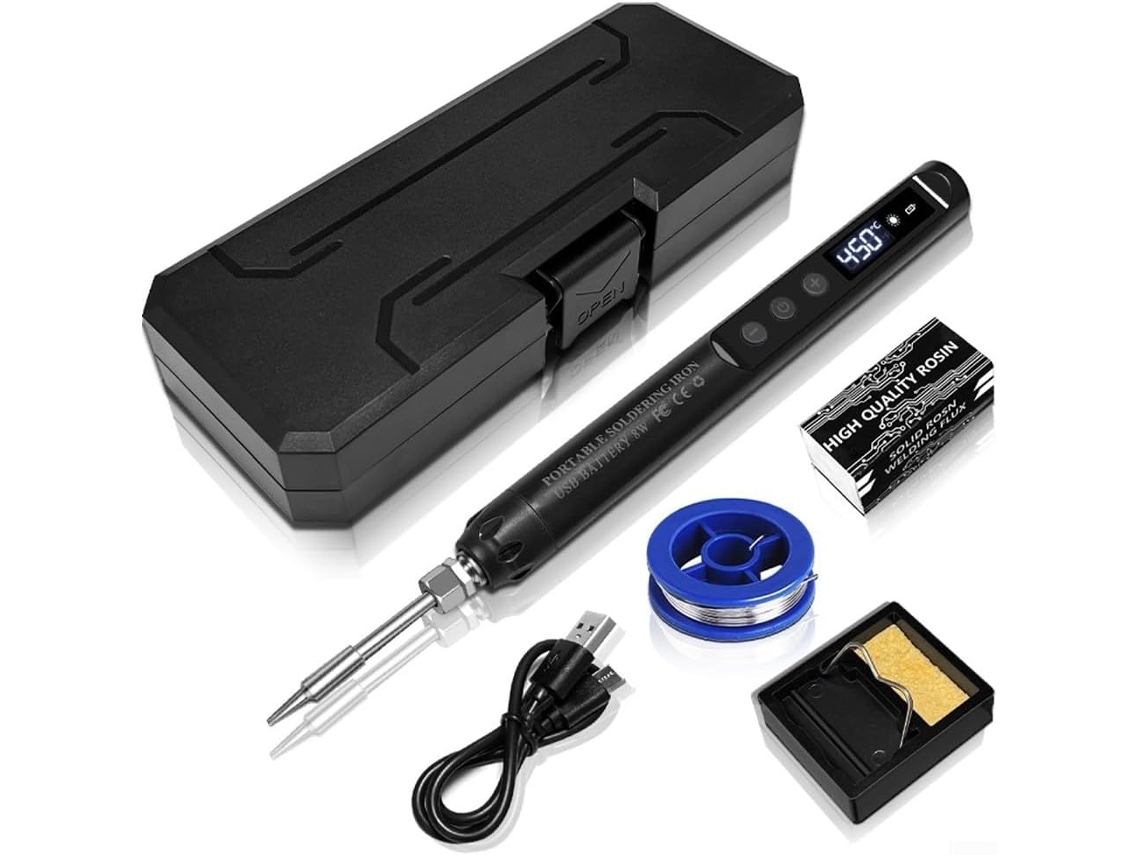 Kit De Ferro De Soldar Portátil Sem Fio Usb-c 200 450 3 Com Tela Lcd,