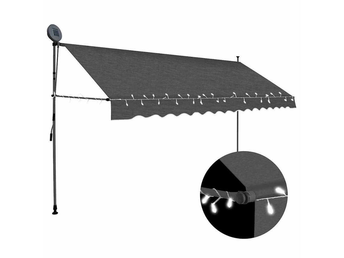 Vidaxl Toldo Retrátil Manual Com Led 350 Cm Antracite