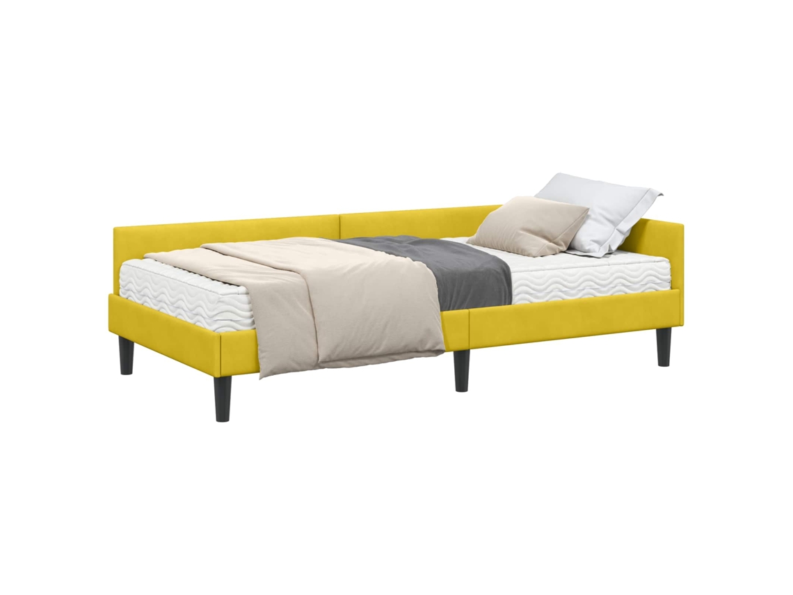 Conjunto de 2 Estruturas de Cama de Canto com Colchão Amarelo Veludo MAISON EXCLUSIVE (não especificado)