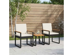 Vidaxl Conjunto De Móveis Para Exterior 3 Pcs Preto E Branco Creme