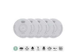 Detector De Fumaça Com Bateria De 1 Ano, Fotoelétrico, Pacote Com 5 Unidades