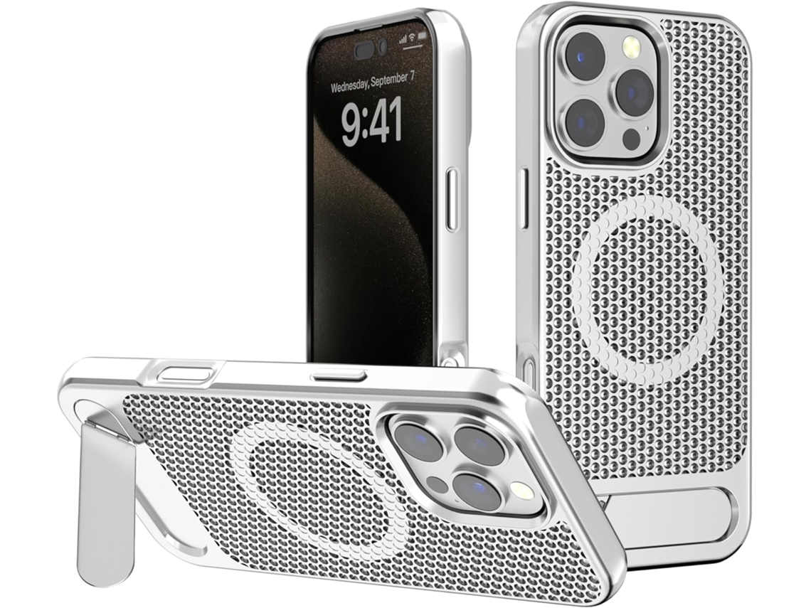 Capa Térmica Magnética Em Forma De Colmeia Para Iphone 16 Pro Branco