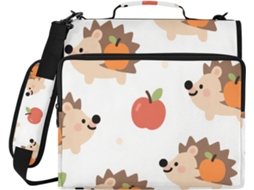 Organizador de Fichário com 3 Argolas e Alça Impermeável para Escola Escritório, Design Ouriço, Marrom, 3,8 Cm