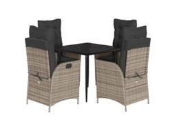 Conjunto de 5 Jantar para Jardim com Almofadões Vime Pe Cinza MAISON EXCLUSIVE